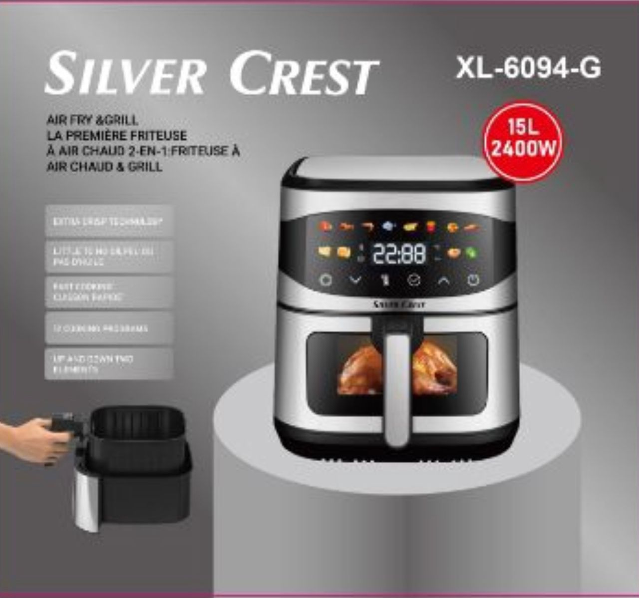 سرخ کن سیلور کرست مدل 6094 ظرفیت ۱۵ لیتر بدون روغن